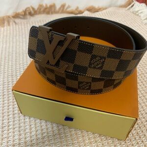 Louis Vuitton Black and Brown Checkered Belt